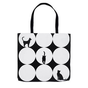 Mod Kitty Tote Bag, Cat Tote Bag, Black Cat Tote Bag, Cat Mom Tote, 13" x 13"